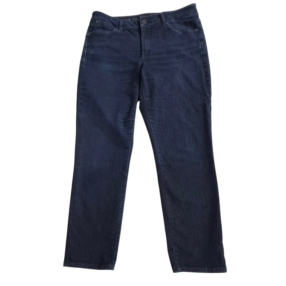 Talbots Curvy Slim‎ Ankle Jeans 12/31 (31x28) Mid Rise Dark Wash Stretch Denim